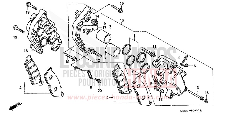 FRONT BRAKE CALIPER for CB Seven Fifty BLACK (NH1) from 1997